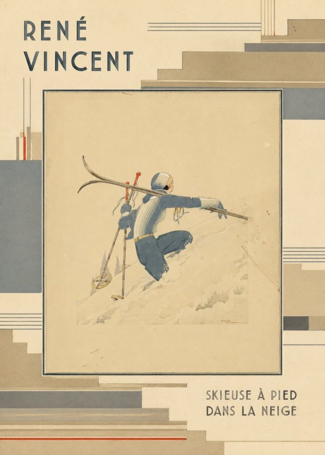 René Vincent Skieuse À Pied Dans La Neige No6 - Plakat