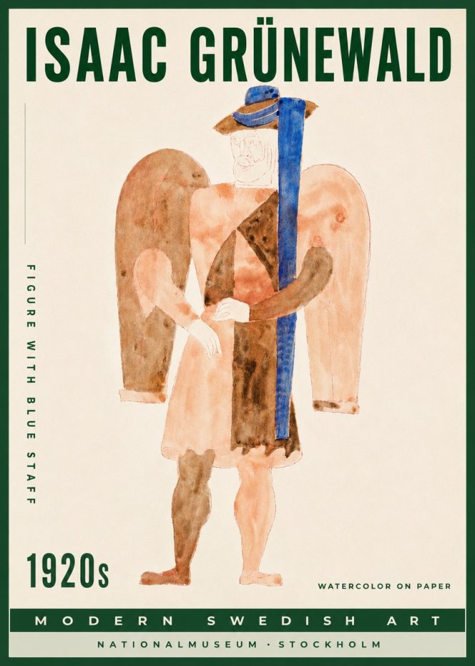 Isaac Grünewald Figure with Blue Staff No3 - Plakat