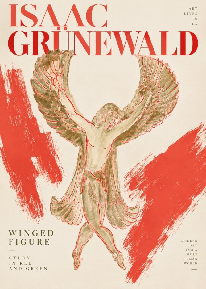 Isaac Grünewald Winged Figure Study in Red and Green No2 - Plakat