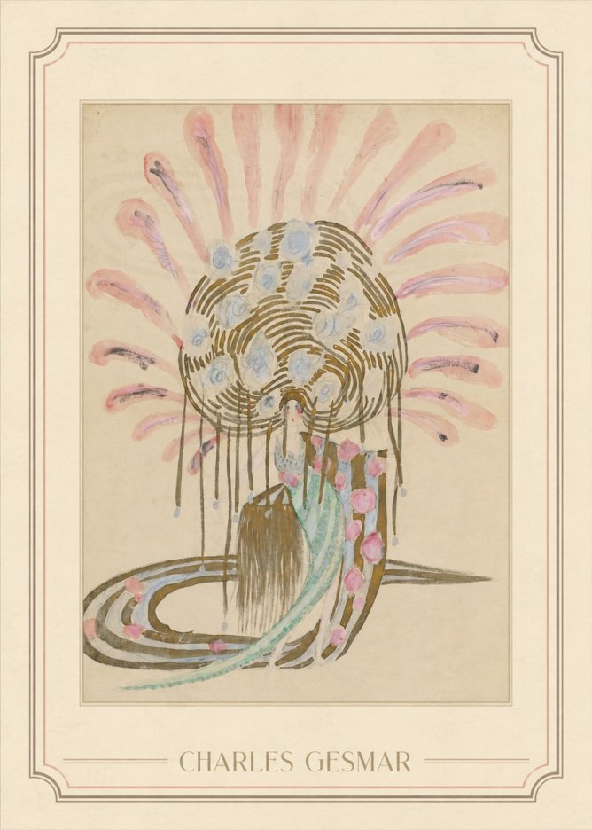 Charles Gesmar Woman with Headdress No1 - Plakat