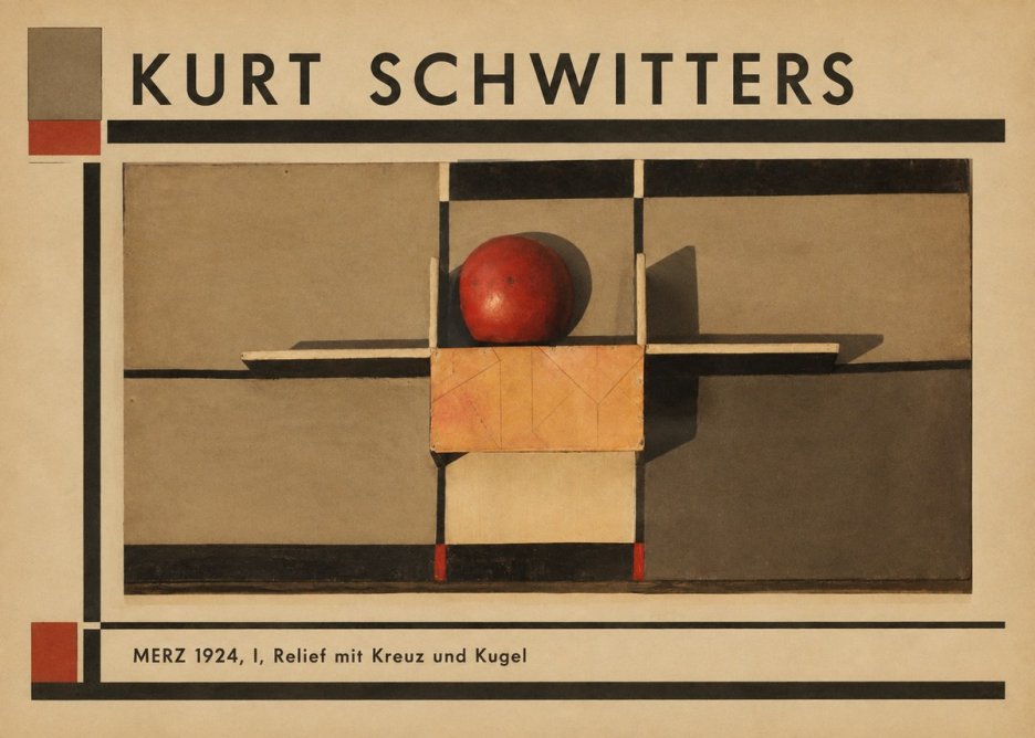 Kurt Schwitters Merz 1924, I, Relief Mit Kreuz Und Kugel No1 - Plakat