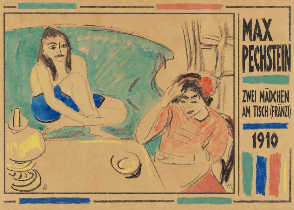 Max Pechstein Zwei Mädchen Am Tisch (Fränzi) No2 - Plakat