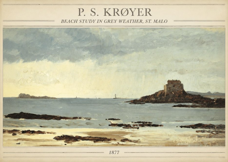 P.S. Krøyer Beach Study in Grey Weather, St. Malo No3 - Plakat