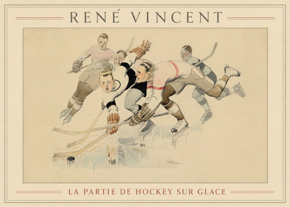 René Vincent La Partie De Hockey Sur Glace No1 - Plakat