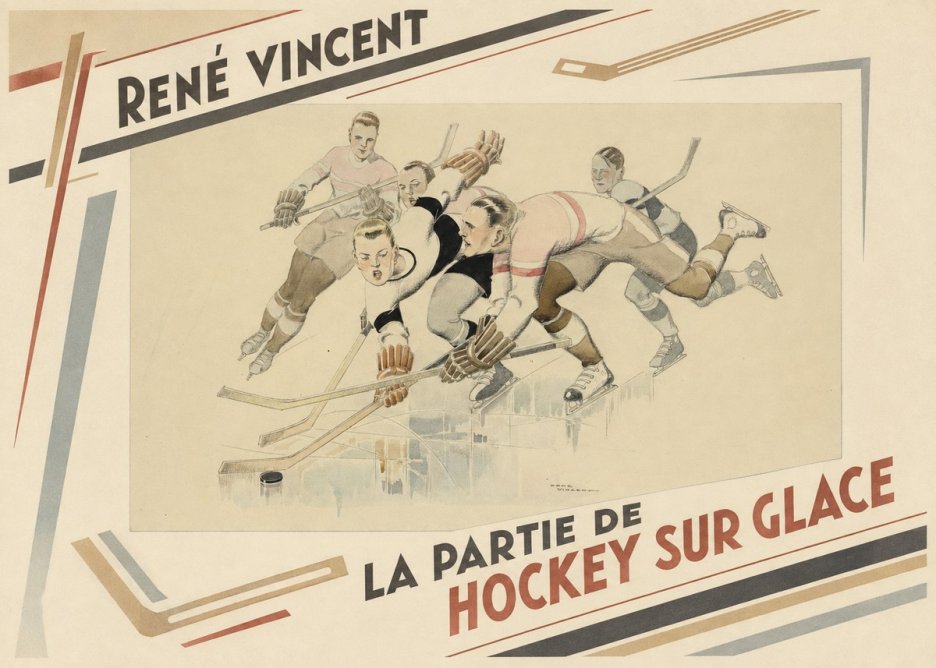 René Vincent La Partie De Hockey Sur Glace No2 - Plakat