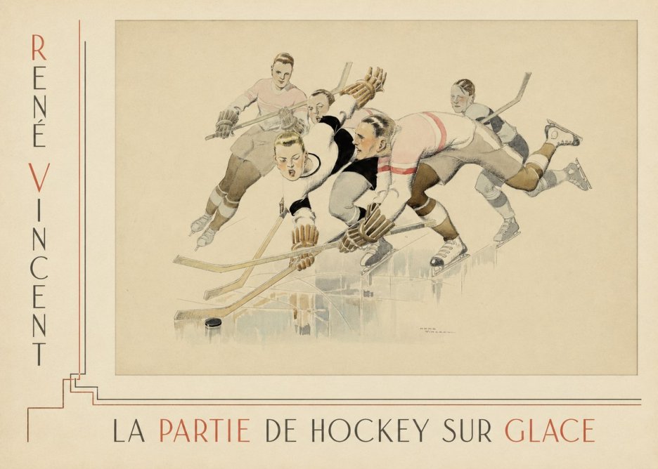 René Vincent La Partie De Hockey Sur Glace No3 - Plakat