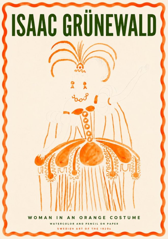 Isaac Grünewald Woman in an Orange Costume No3 - Plakat