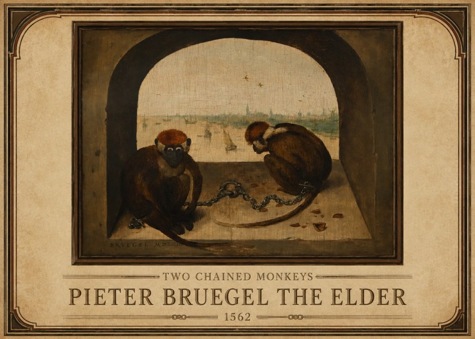 Pieter Bruegel Two Chained Monkeys I No1 - Plakat