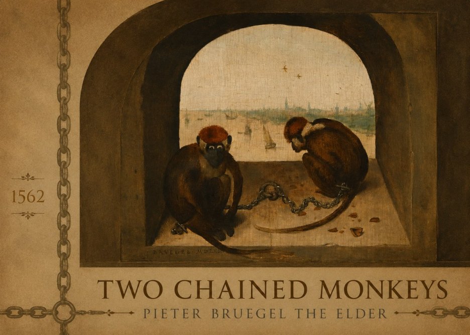 Pieter Bruegel Two Chained Monkeys I No2 - Plakat