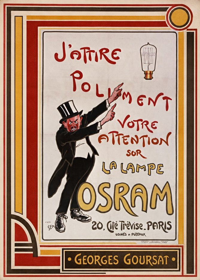 Georges Goursat J'attire Poliment Votre Attention Sur La Lampe Osram No3 - Plakat