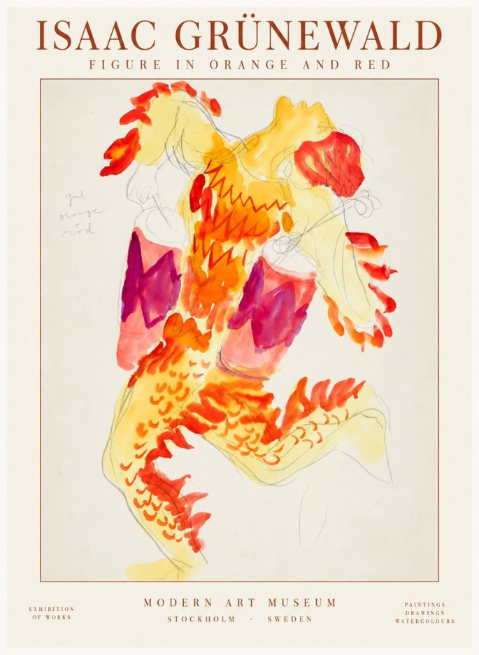 Isaac Grünewald Figure in Orange and Red No2 - Plakat