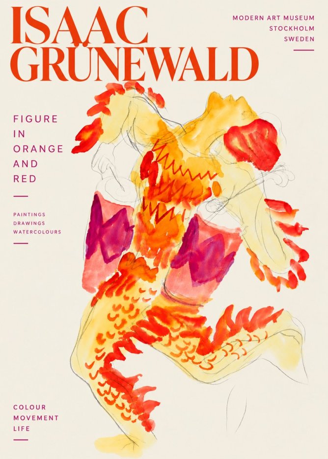 Isaac Grünewald Figure in Orange and Red No6 - Plakat