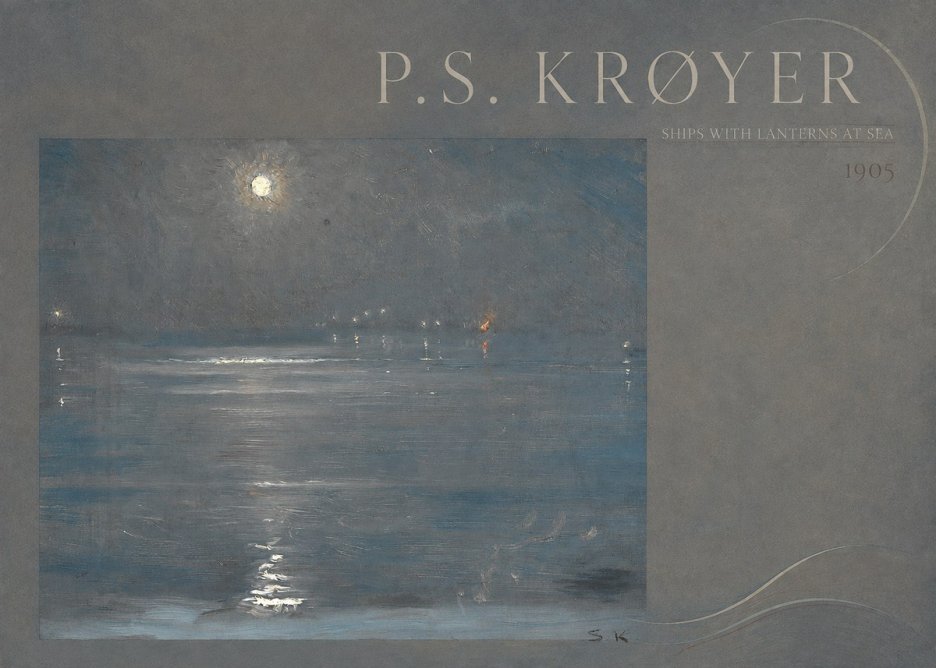 P.S. Krøyer Ships with Lanterns at Sea No4 - Plakat