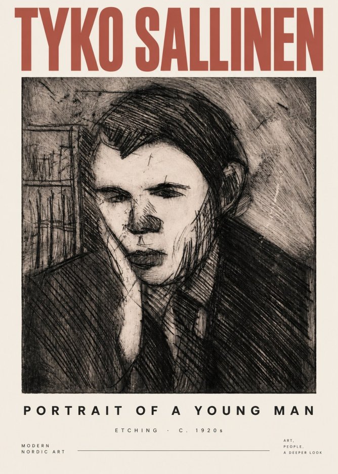 Tyko Sallinen Portrait of a Young Man No3 - Plakat