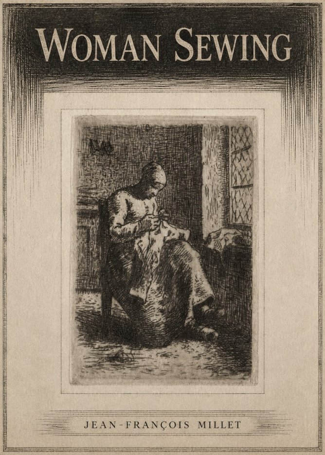 Jean-François Millet Woman Sewing No3 - Plakat