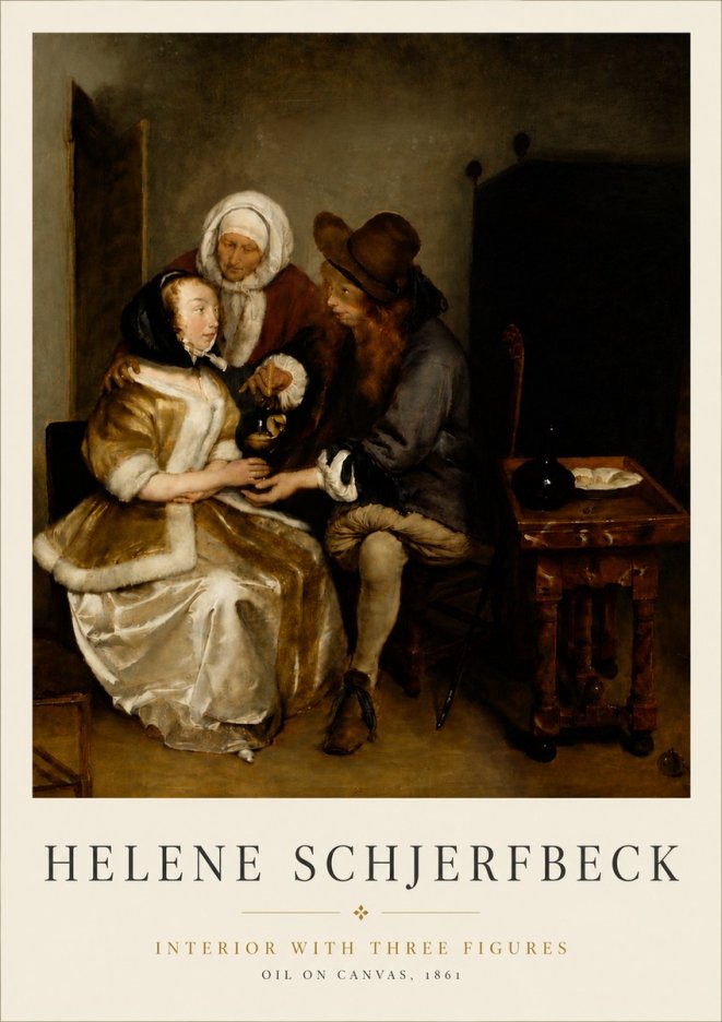 Helene Schjerfbeck Interior with Three Figures No6 - Plakat