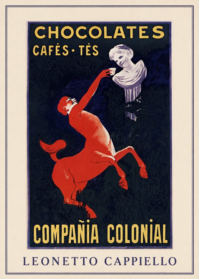 Leonetto Cappiello Chocolates, Cafés, Tés - Compañía Colonial No3 - Plakat