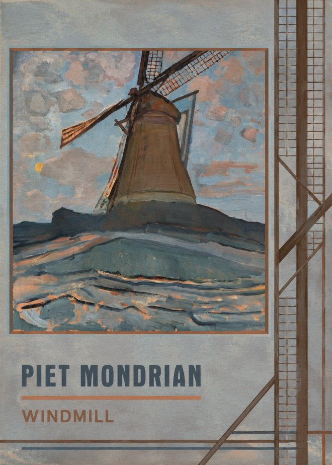 Piet Mondrian Windmill No5 - Plakat