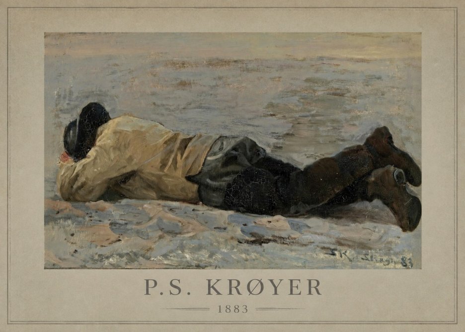 P.S. Krøyer Fisherman Lying on the Beach No1 - Plakat