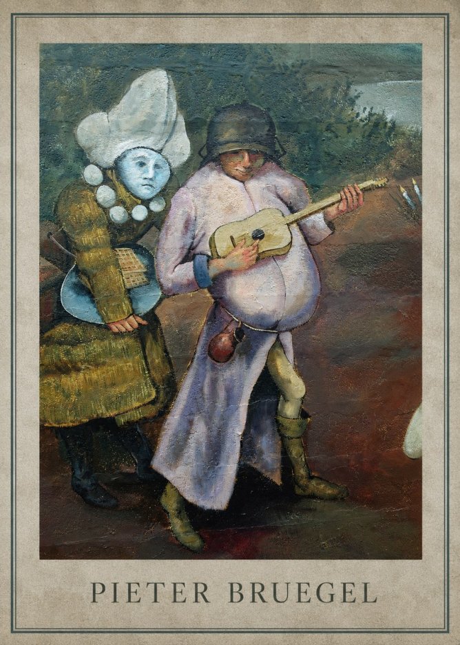Pieter Bruegel Two Figures with a Lute No3 - Plakat