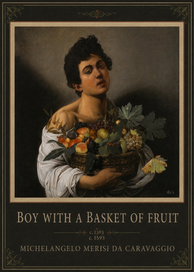 Michelangelo Merisi da Caravaggio Boy with a Basket of Fruit No1 - Plakat