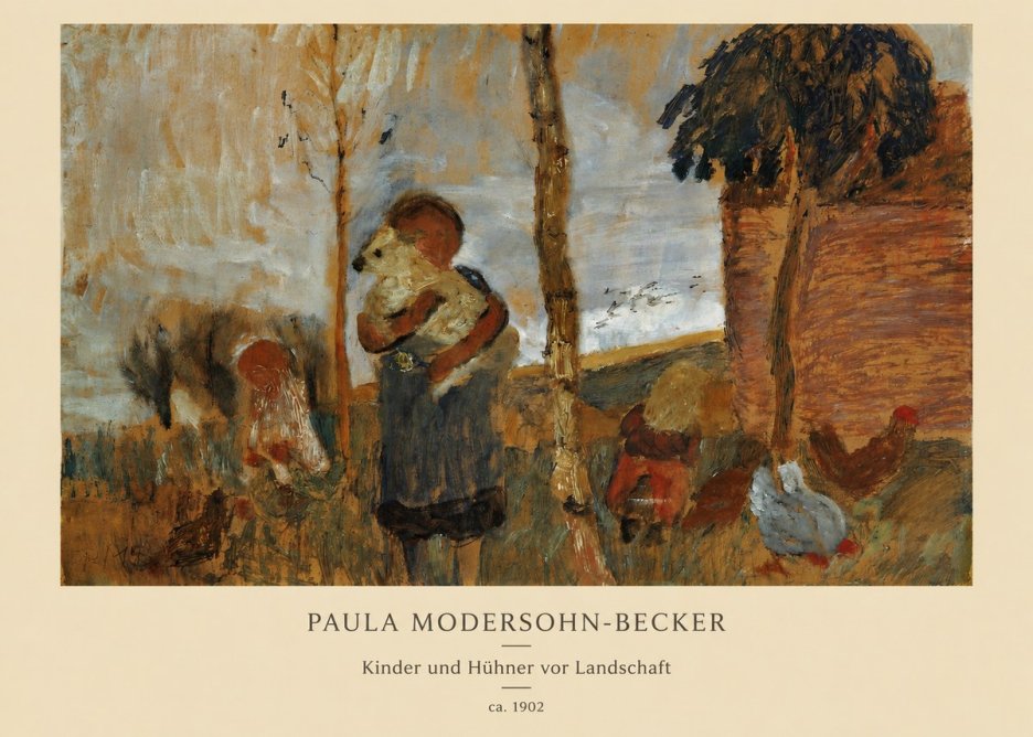 Paula Modersohn-Becker Kinder Und Hühner Vor Landschaft No6 - Plakat