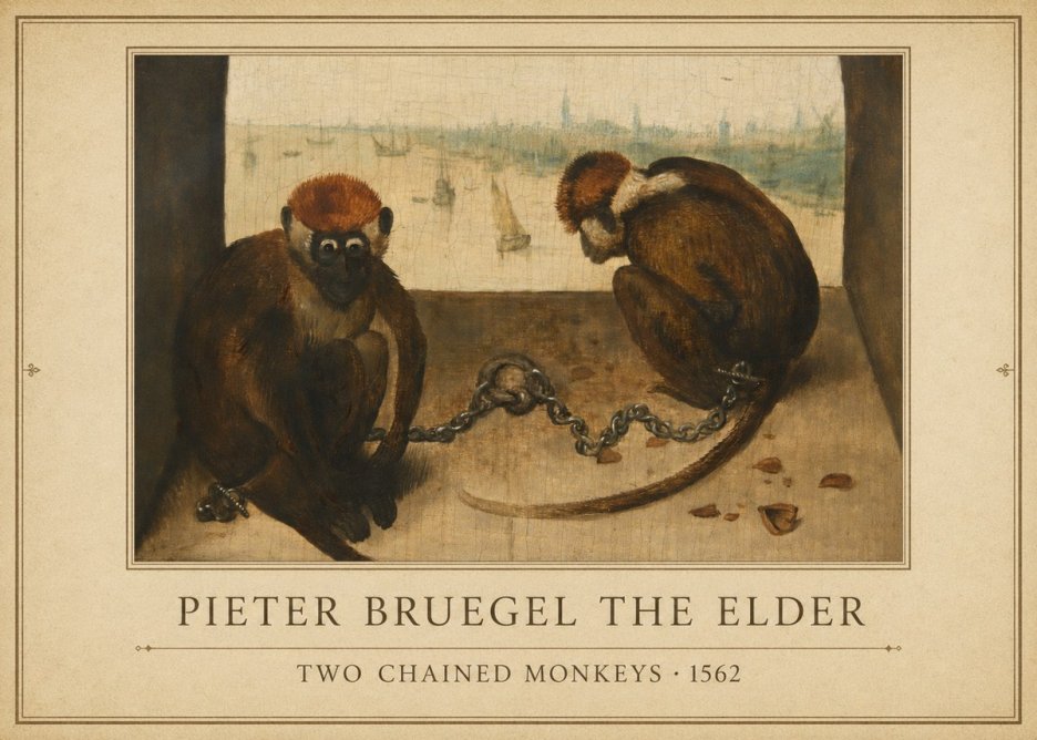 Pieter Bruegel Two Chained Monkeys II No1 - Plakat