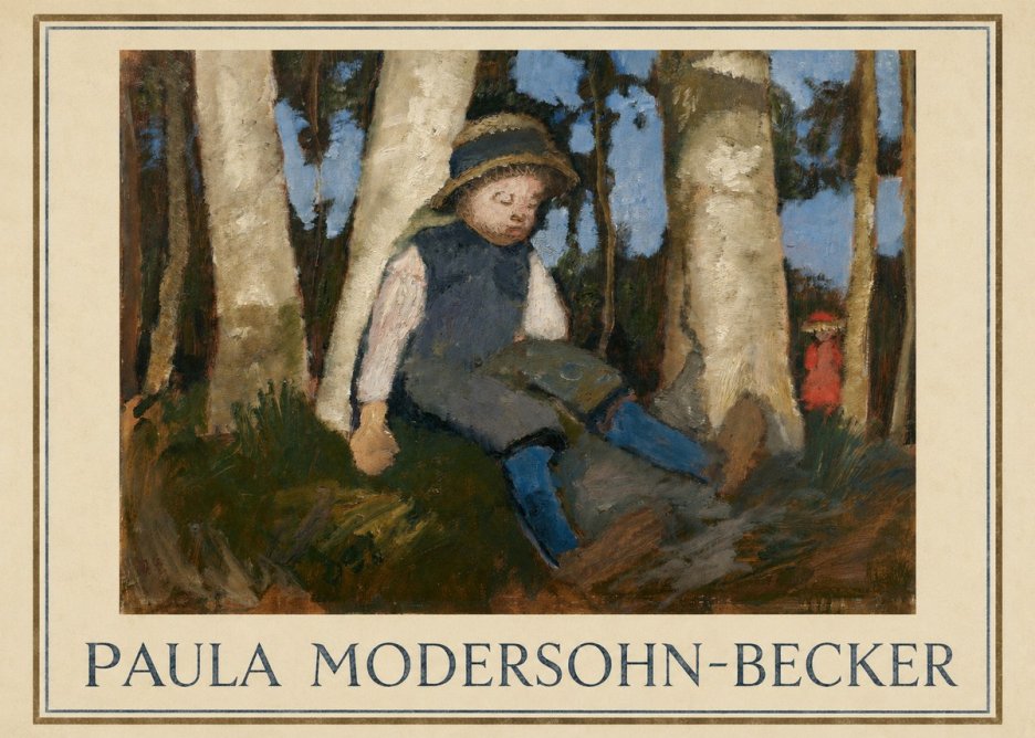 Paula Modersohn-Becker Sleeping Child in a Birch Grove No1 - Plakat