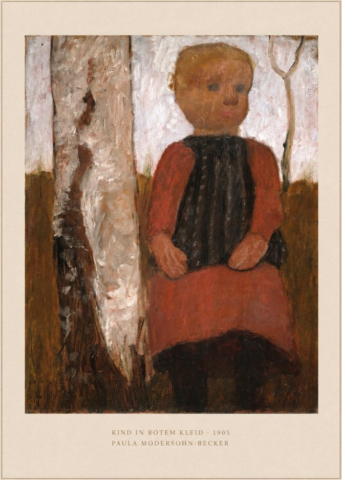 Paula Modersohn-Becker Kind in Rotem Kleid No5 - Plakat