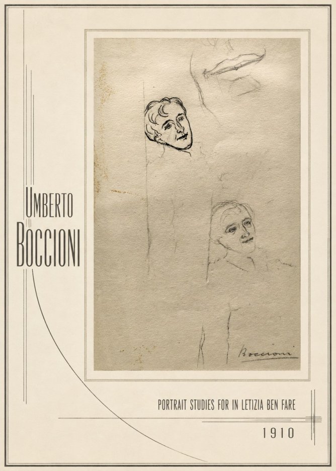 Umberto Boccioni Portrait Studies for in Letizia Ben Fare No1 - Plakat