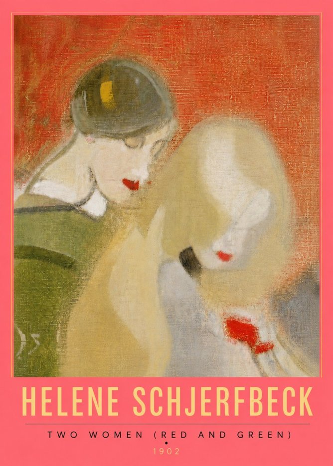 Helene Schjerfbeck Two Women (Red and Green) No6 - Plakat
