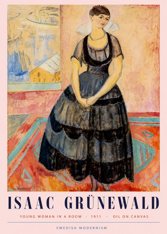 Isaac Grünewald Young Woman in a Room No3 - Plakat