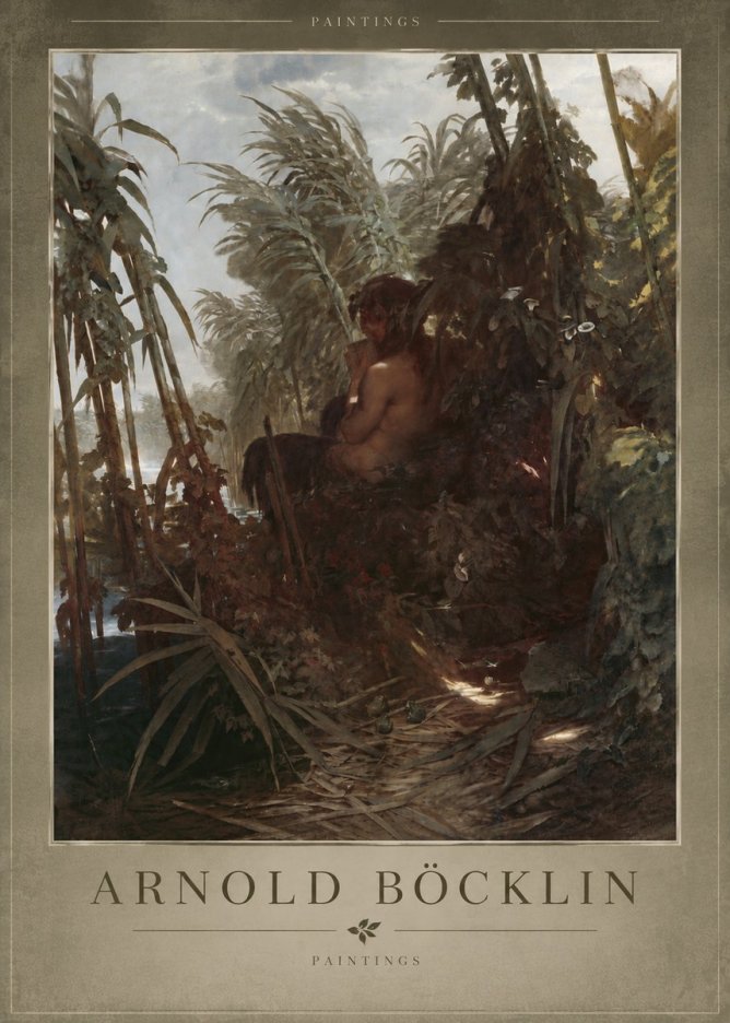Arnold Böcklin Faun Playing the Panpipes No5 - Plakat