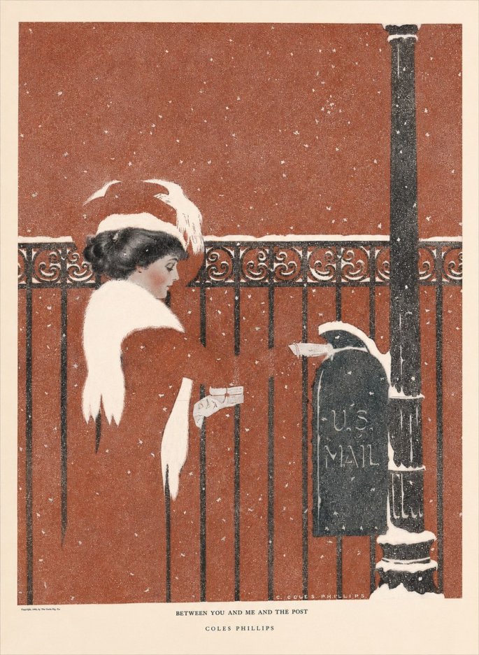 Coles Phillips Between You and Me and the Post No6 - Plakat