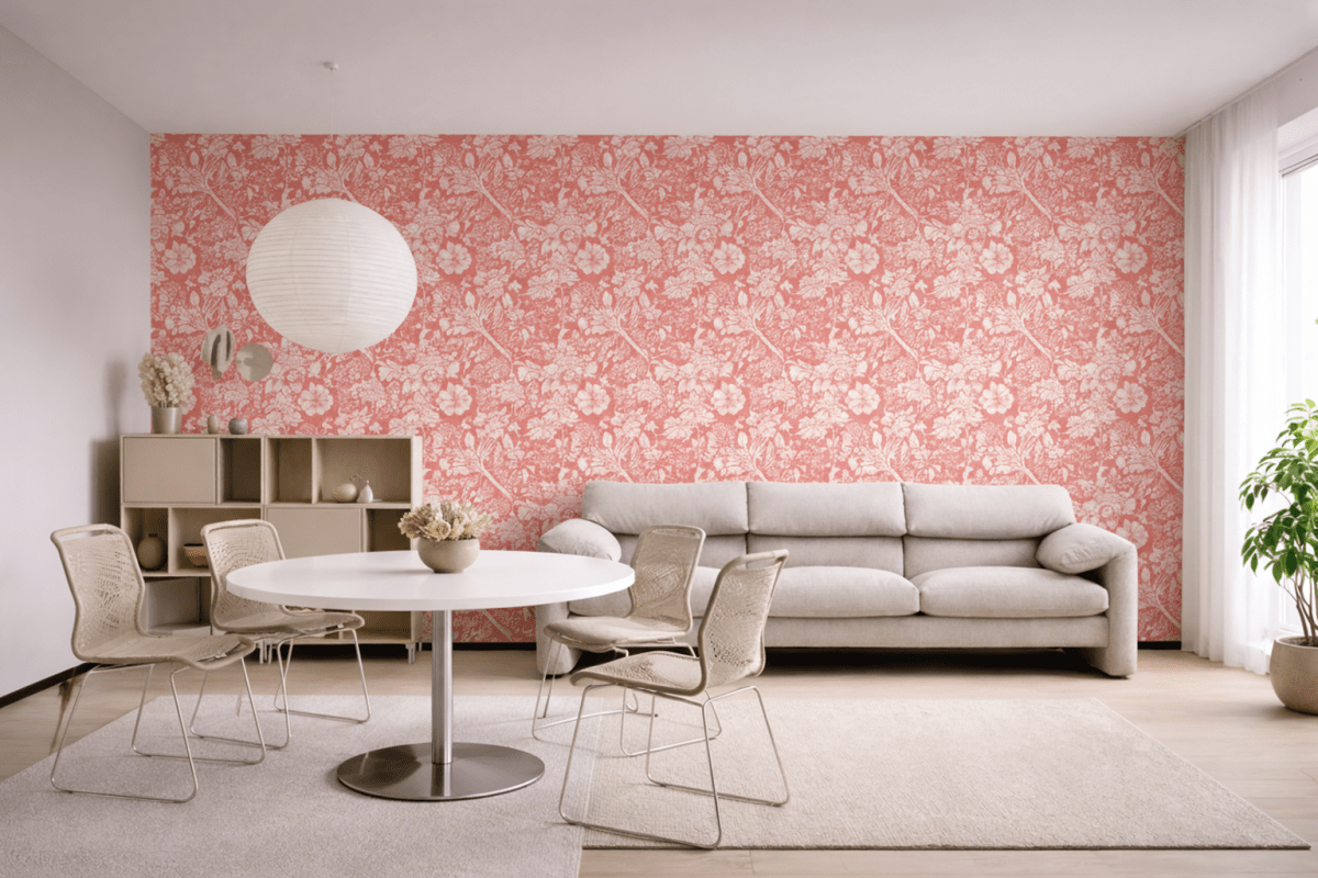 Coral Blossom Tapestry