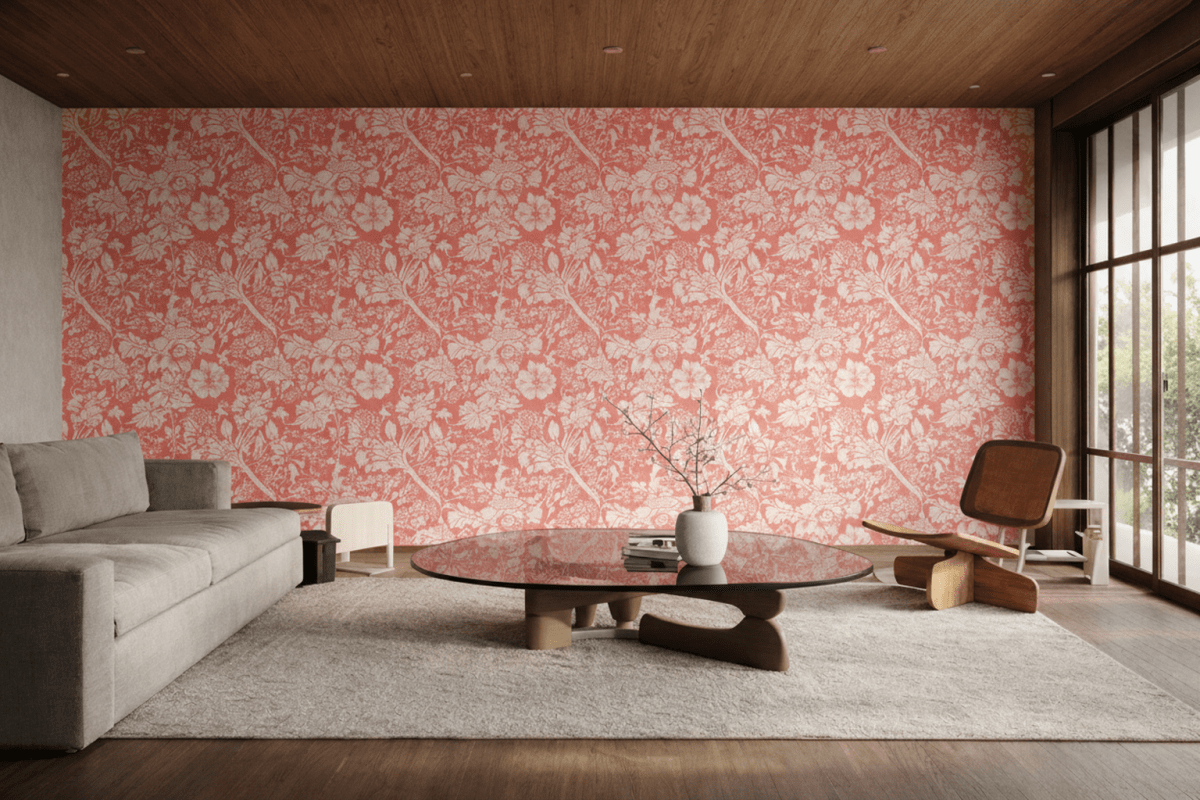 Coral Blossom Tapestry