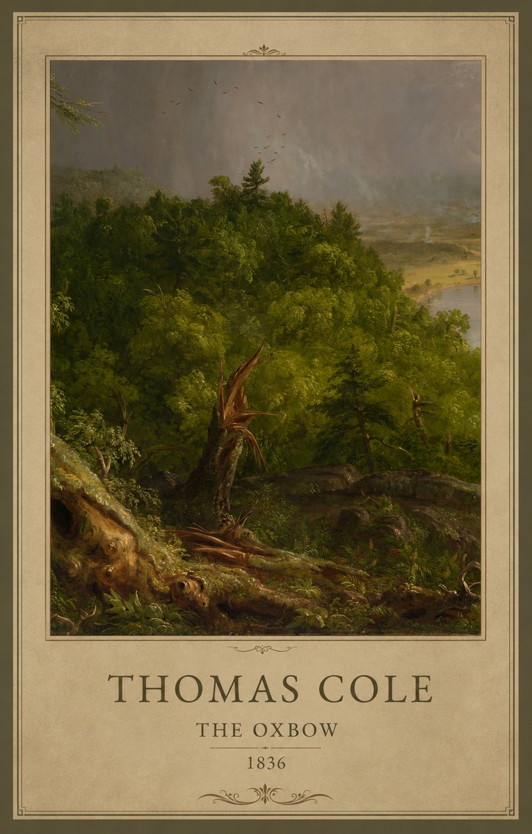 Thomas Cole View from Mount Holyoke, Northampton, Massachusetts, After a Thunderstorm—the Oxbow I No4 - Plakat
