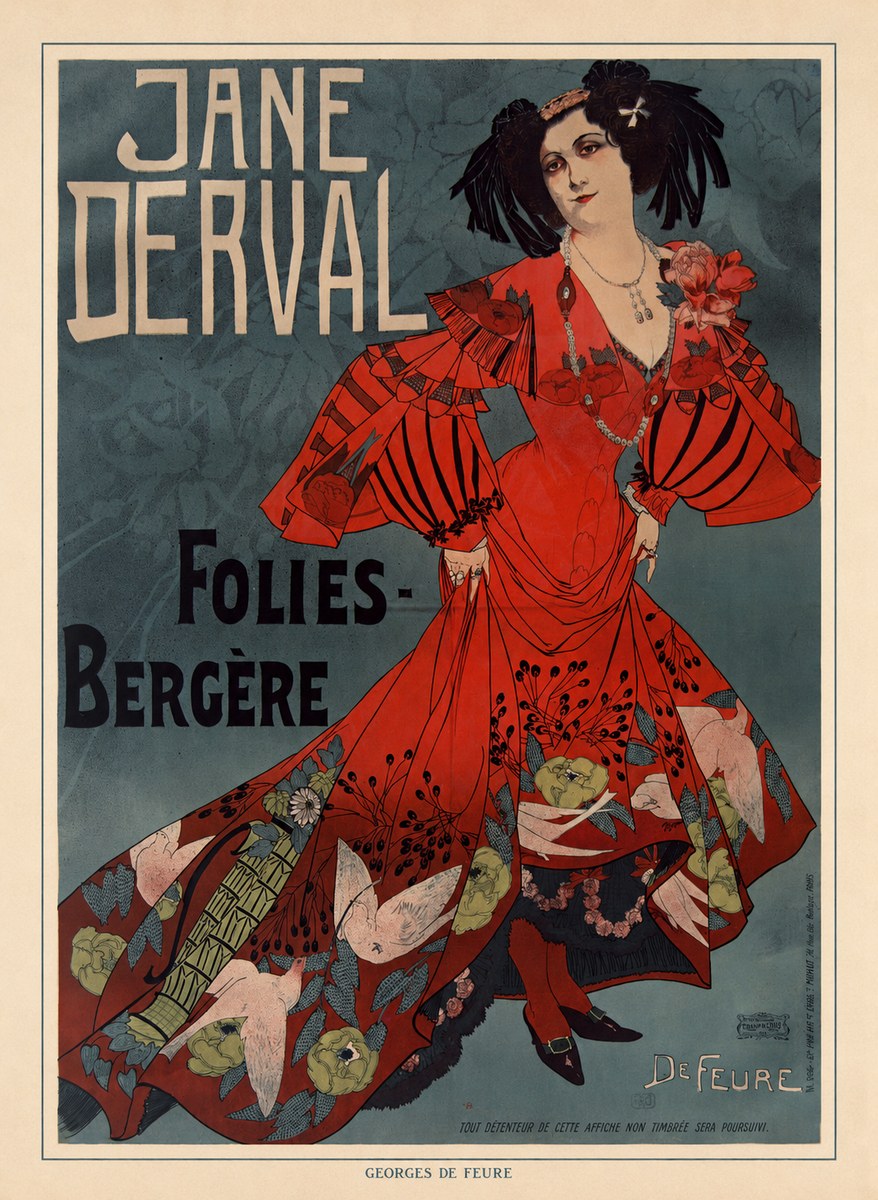 Georges de Feure Jane Derval - Folies-bergère I No6 - Plakat