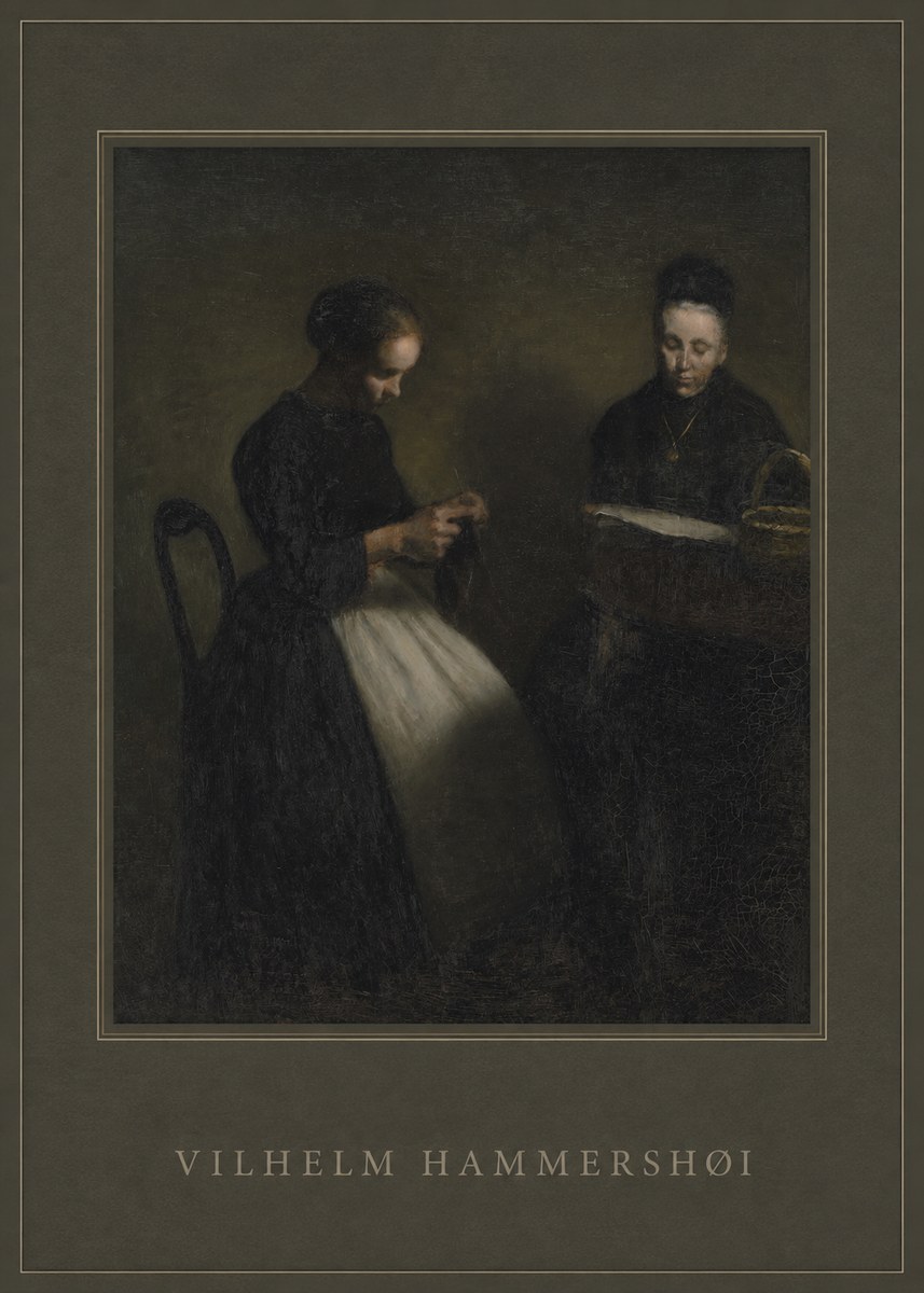 Vilhelm Hammershøi Two Women Knitting No4 - Plakat