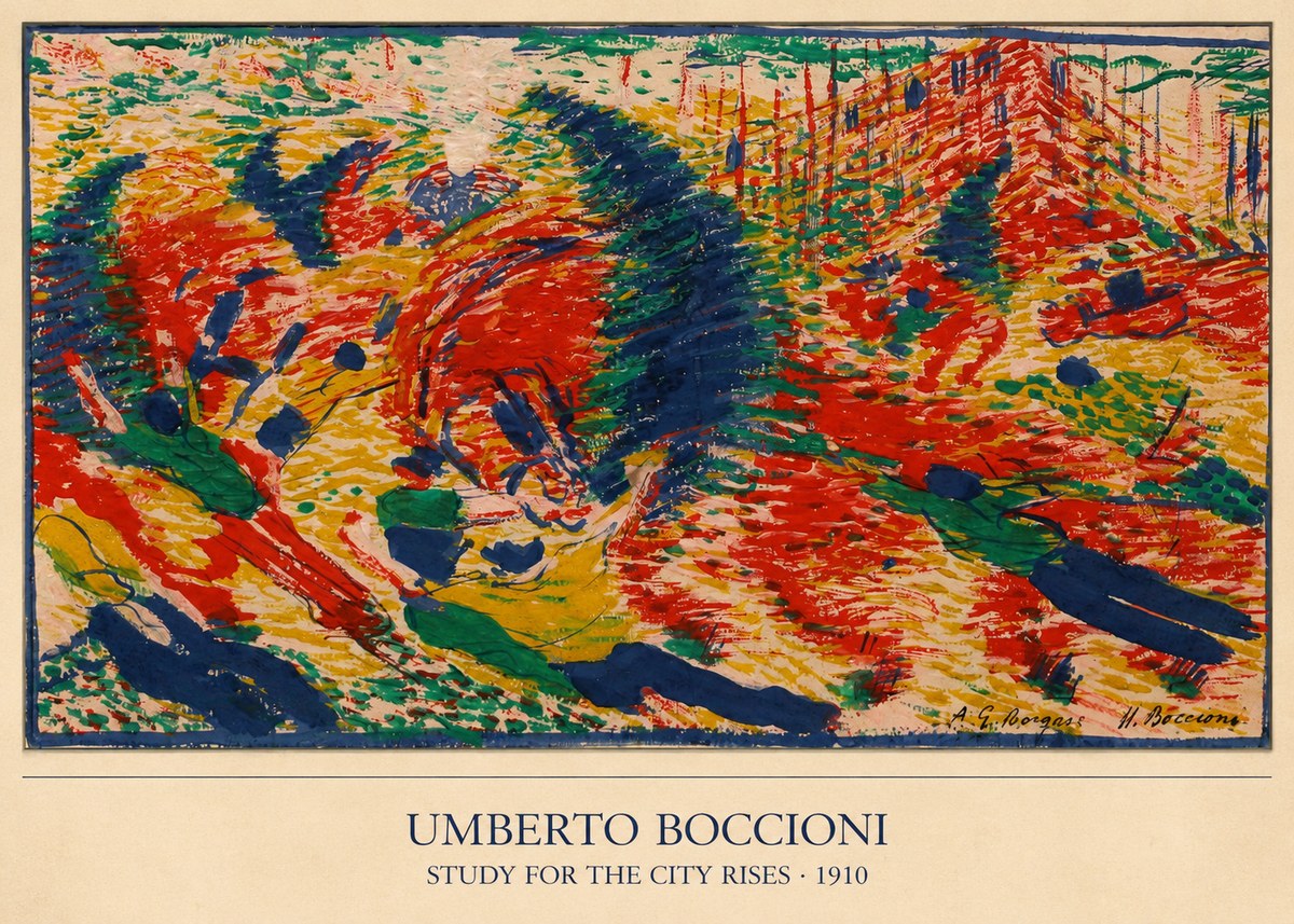Umberto Boccioni Study for the City Rises No5 - Plakat
