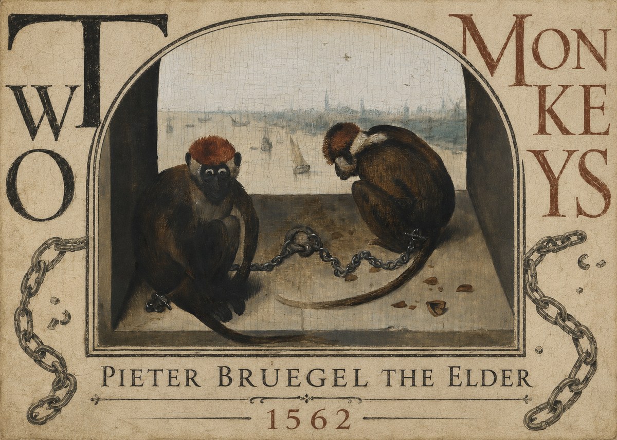 Pieter Bruegel Two Monkeys I No3 - Plakat