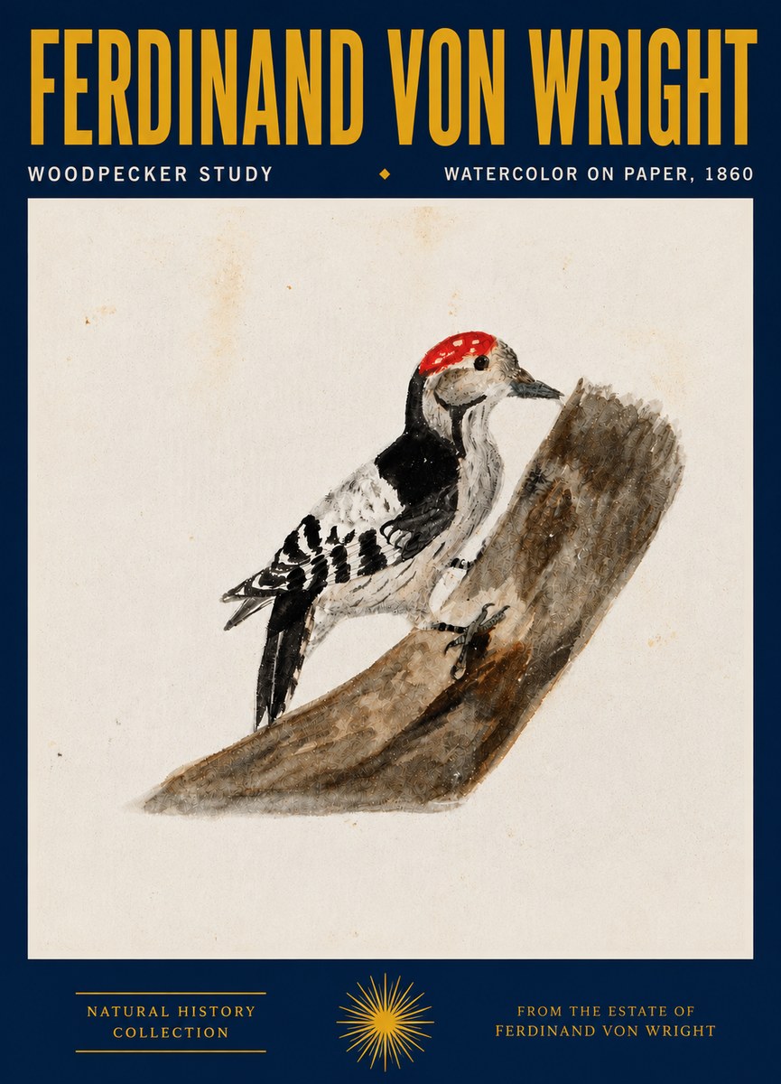Ferdinand von Wright Woodpecker Study No4 - Plakat