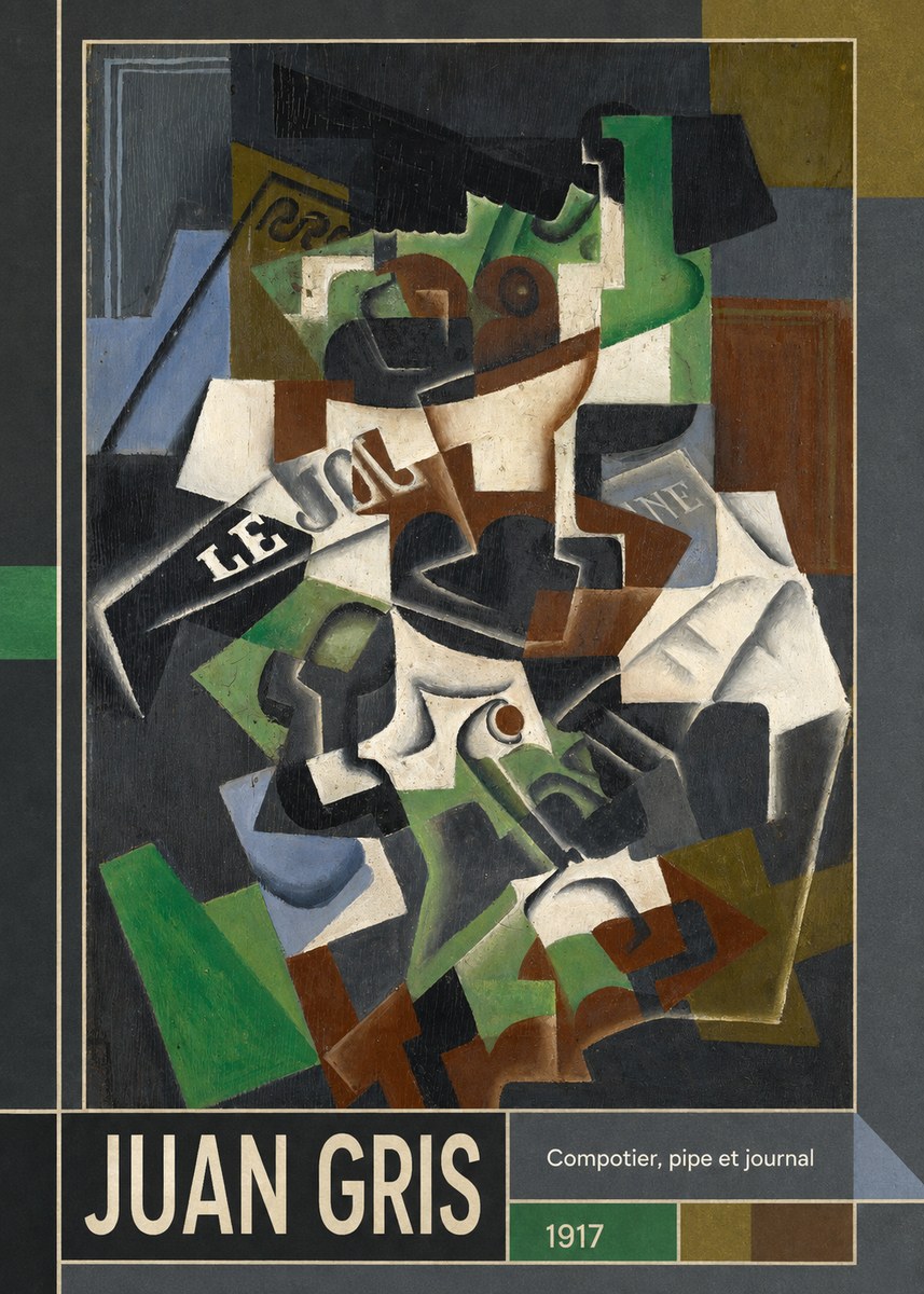 Juan Gris Compotier, Pipe Et Journal No6 - Plakat