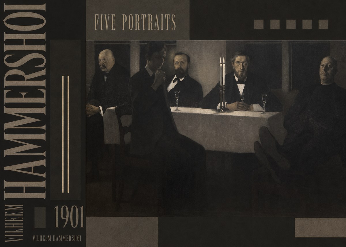Vilhelm Hammershøi Five Portraits I No5 - Plakat