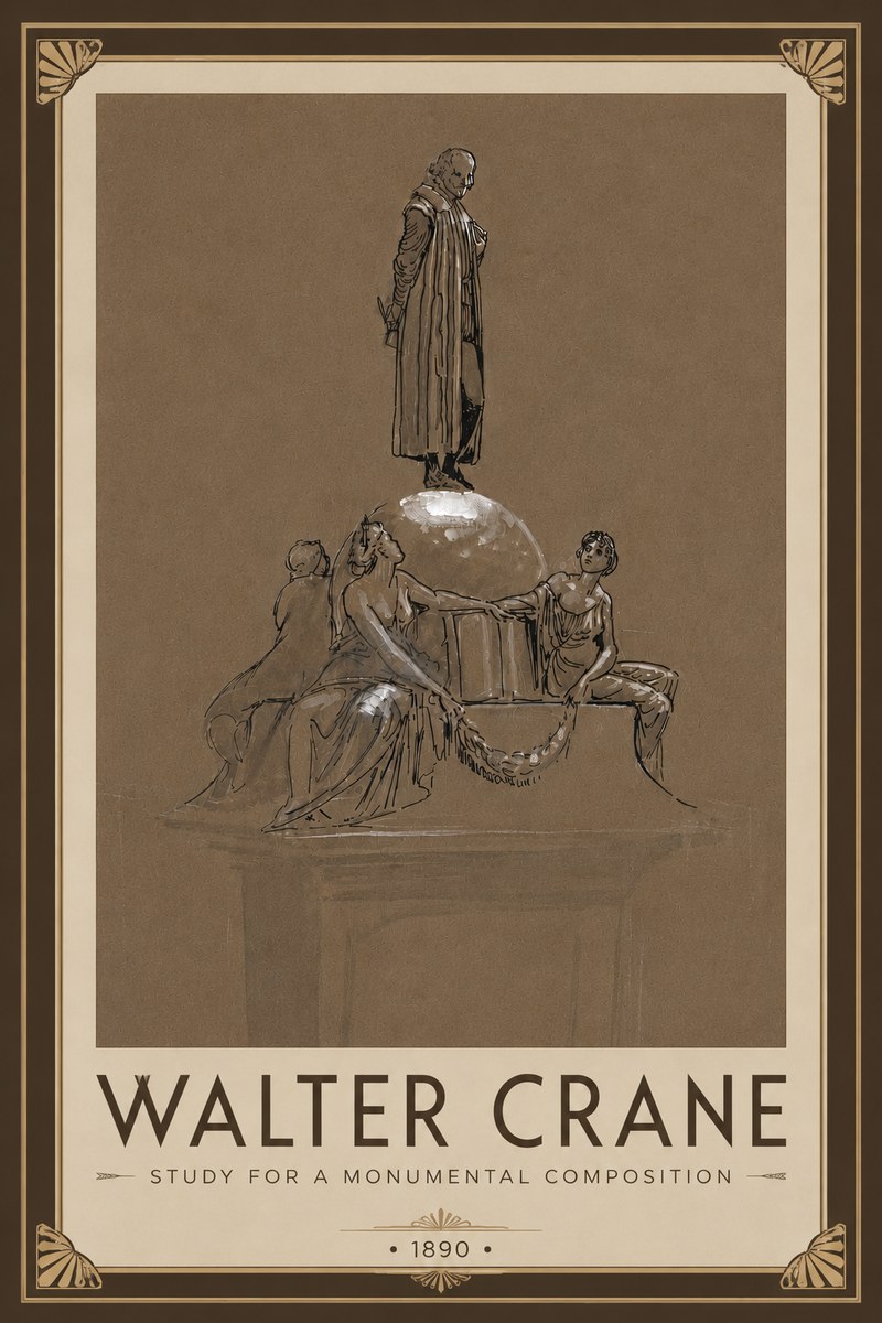 Walter Crane Study for a Monumental Composition No6 - Plakat