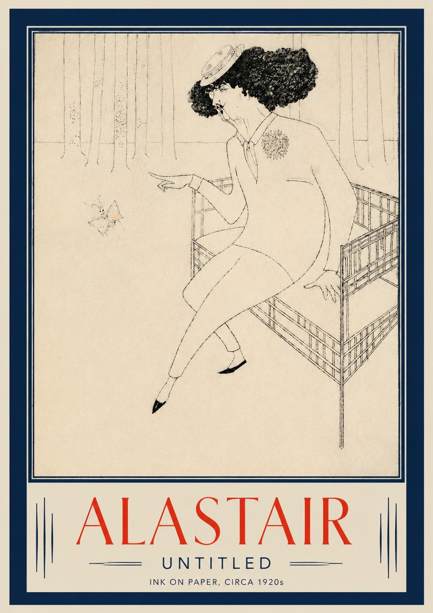 Alastair Lady with Butterfly No5 - Plakat