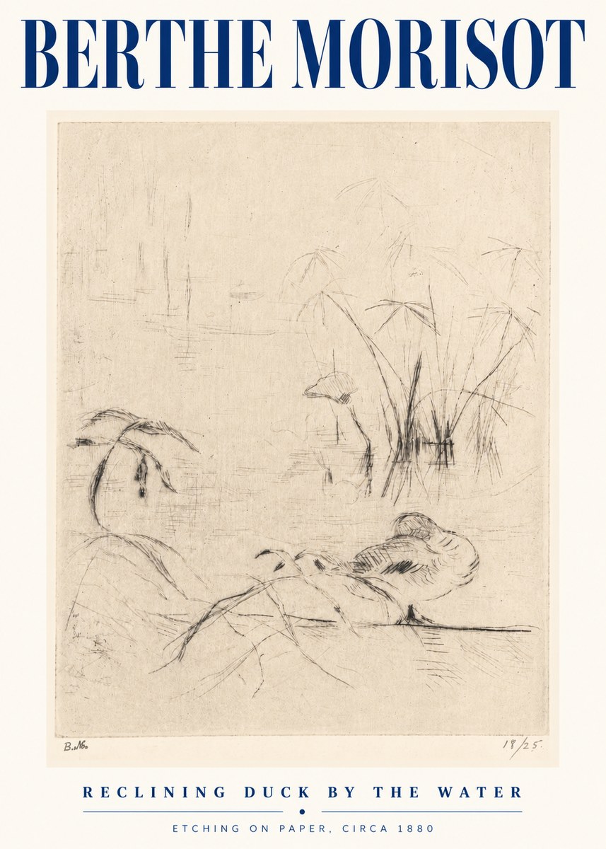 Berthe Morisot Reclining Duck by the Water No5 - Plakat