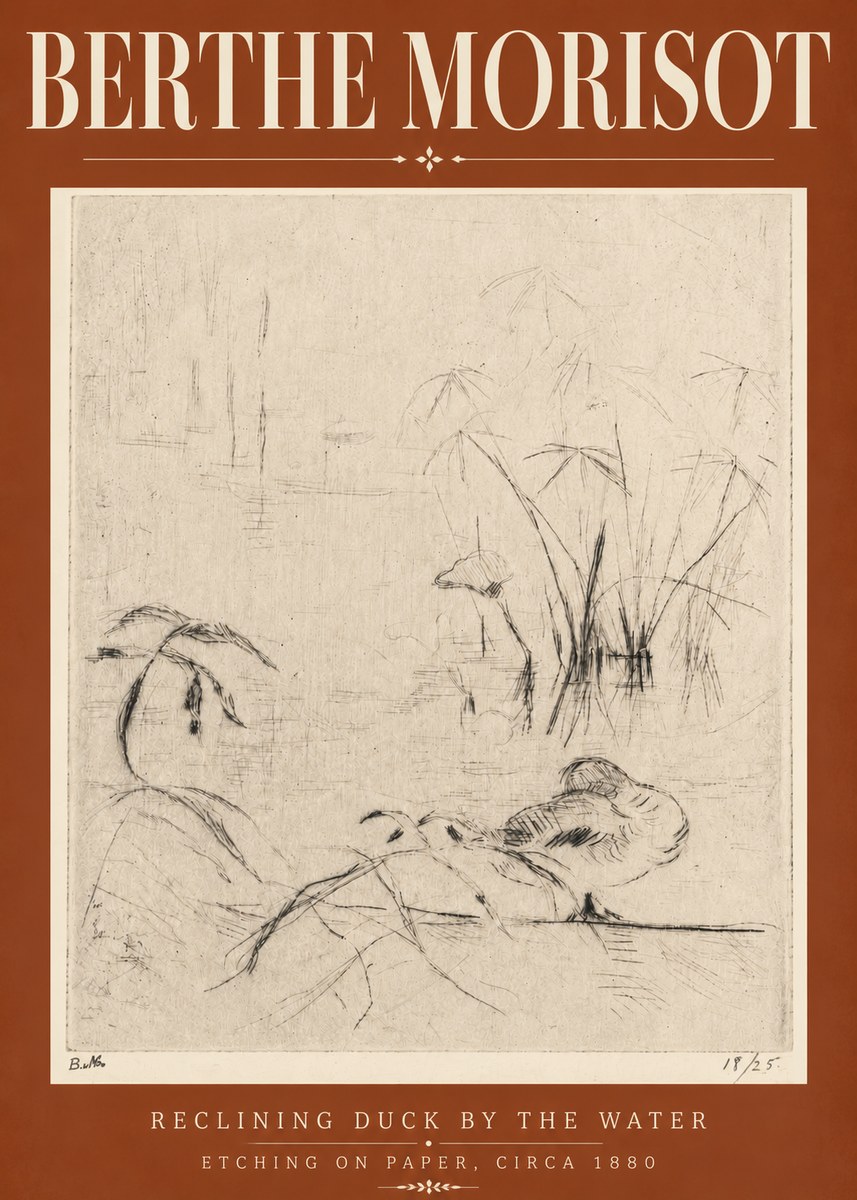 Berthe Morisot Reclining Duck by the Water No6 - Plakat