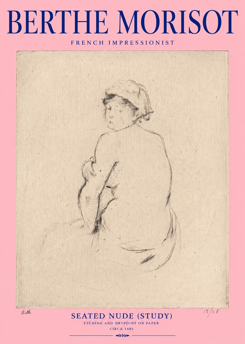 Berthe Morisot Seated Nude (Study) No2 - Plakat