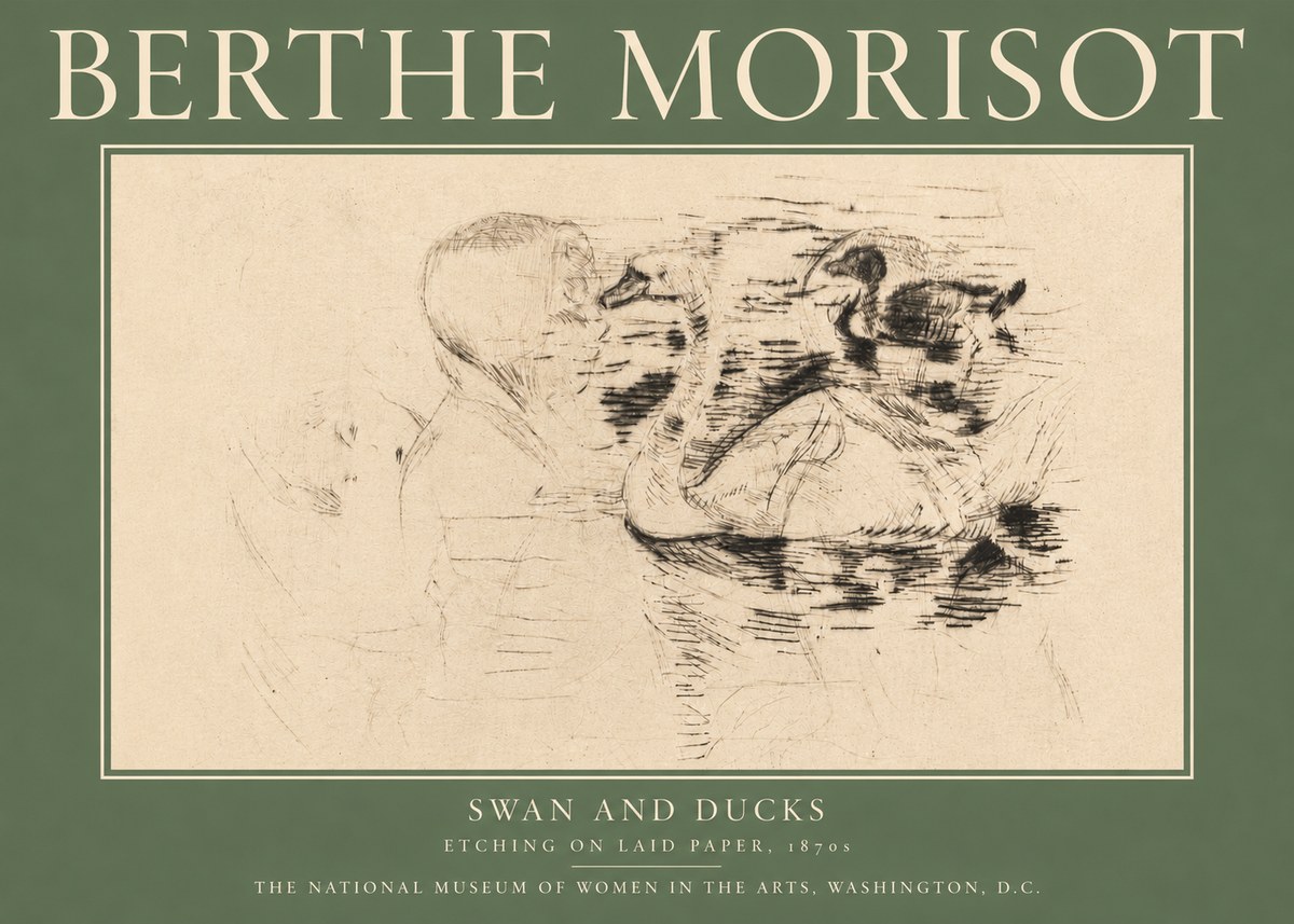 Berthe Morisot Swan and Ducks No5 - Plakat